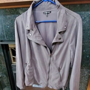 Plus size faux suede moto jacket